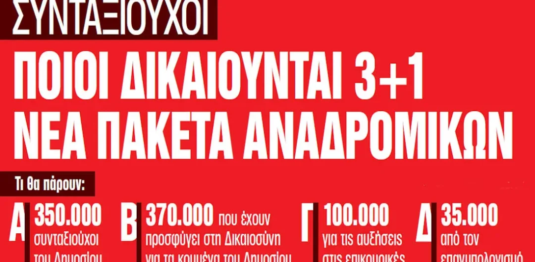 Αναδρομικά: 4 πακέτα για 855.000 συνταξιούχους – Ο ΕΦΚΑ εξετάζει καταβολές σε δόσεις